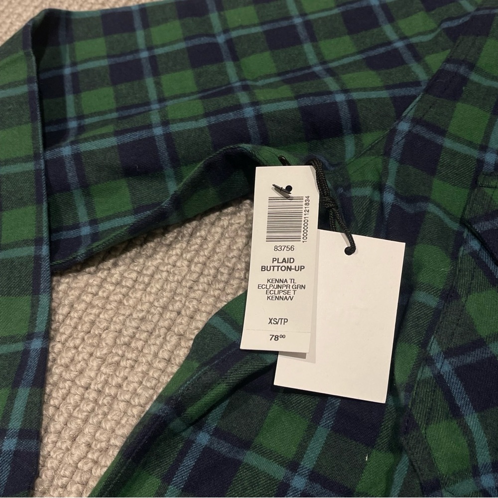 Aritzia TNA Plaid Button-Up in Kenna Total Eclipse / Juniper Green (XS) - Picture 8 of 10